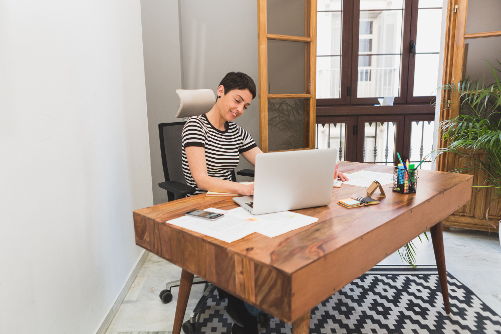 Cheerful worker in the home office